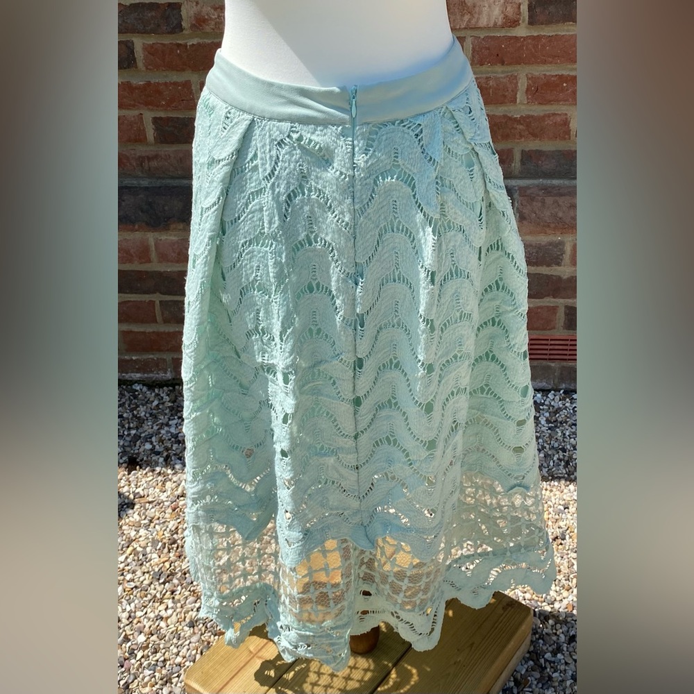 Apricot Size 10 Mint Green A Line Skirt Lace Style Lined Midi - Picture 4 of 8